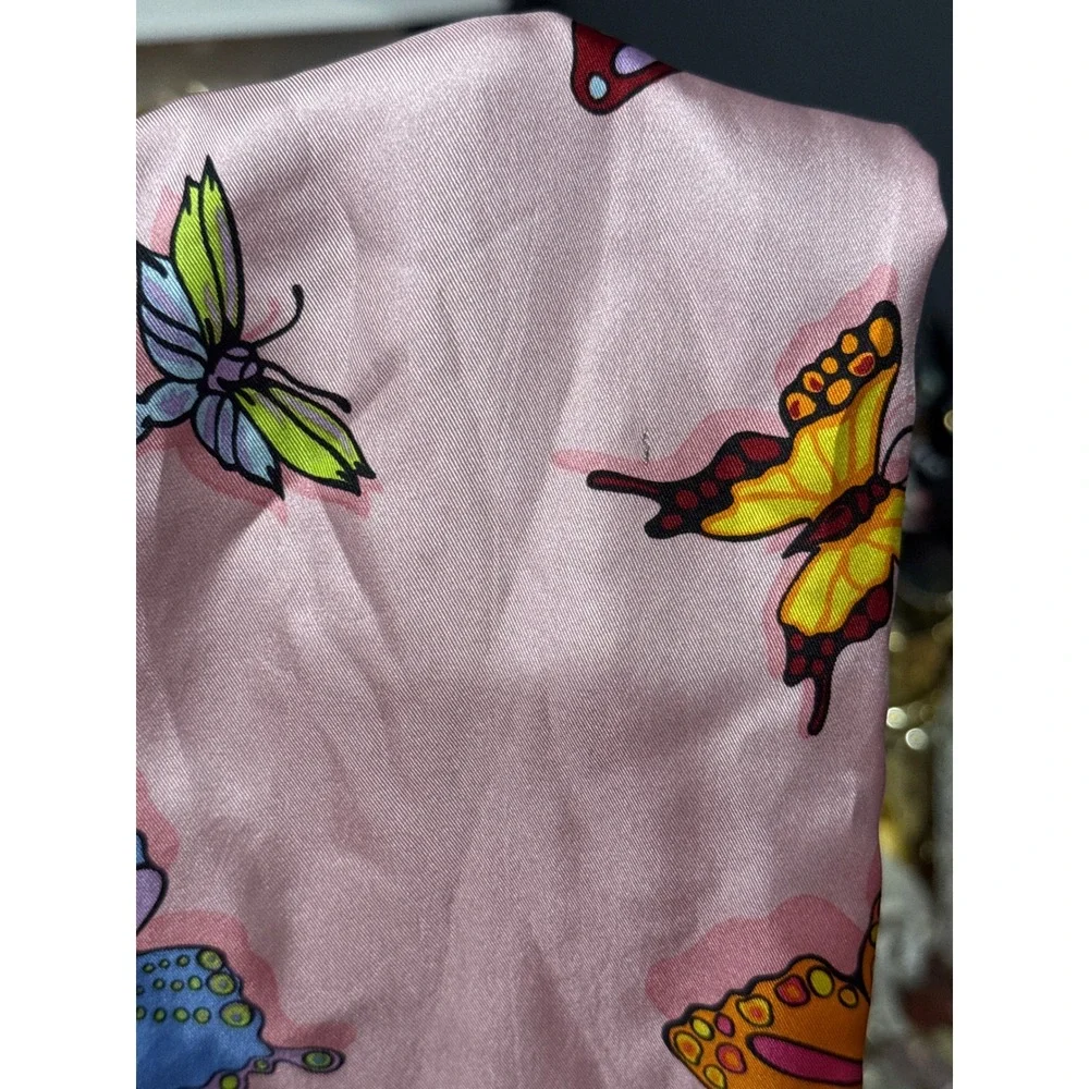 Nick & Nora Butterfly Silk Velvet Scarf Fringe Reversible Y2K Coquette Fairy